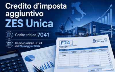 Credito d’imposta aggiuntivo ZES Unica: codice tributo 7041 in F24
