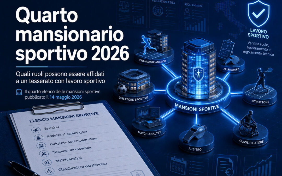 Mansionario lavoratori sportivi 2026, pubblicato l’elenco: cosa cambia per ASD e SSD