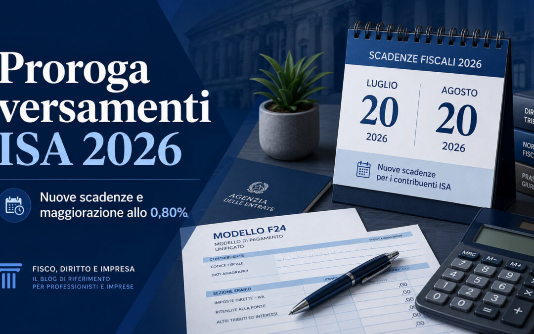 Proroga versamenti 2026: nuove scadenze e maggiorazione allo 0,80% per i soggetti ISA