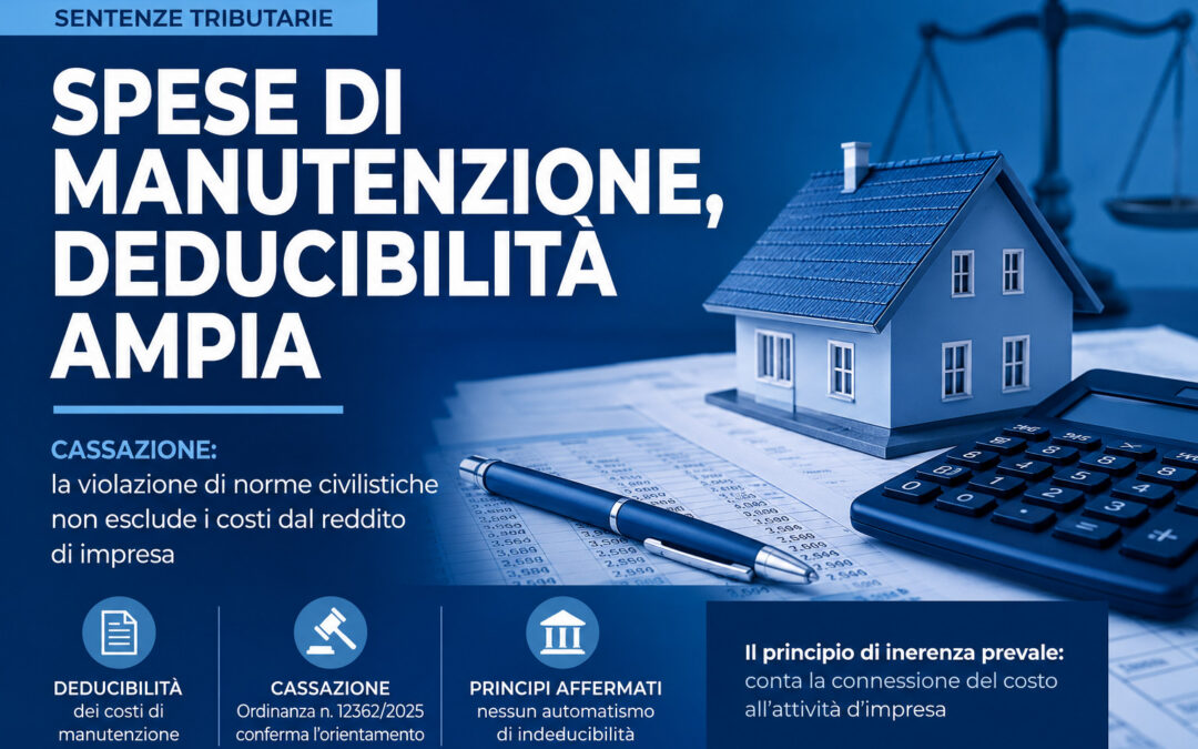 Deduzione spese manutenzione immobile locato: conta l’inerenza