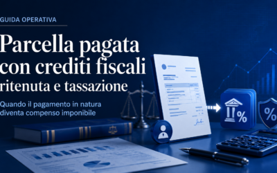 Parcella pagata con crediti fiscali: compenso tassato e ritenuta