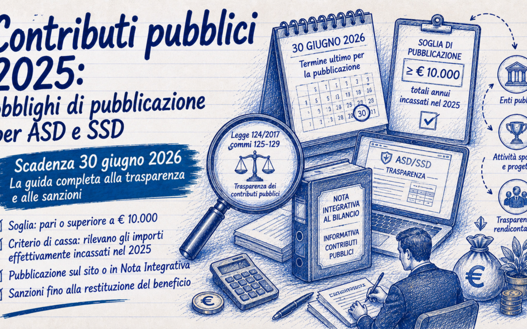 Contributi pubblici ricevuti nel 2025: ASD e SSD alla prova della trasparenza entro il 30 giugno 2026