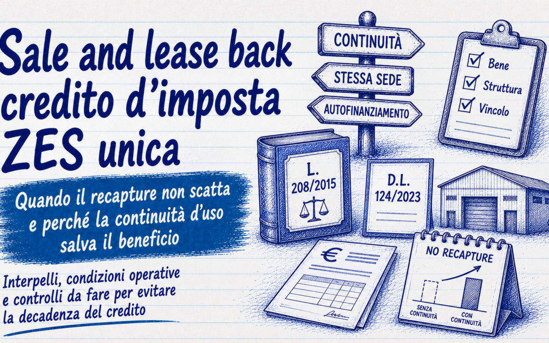 Sale and lease back ZES unica: credito salvo se il bene resta in azienda