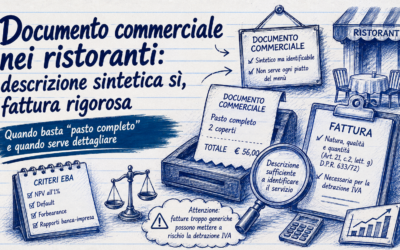 Documento commerciale ristoranti: descrizione breve, fattura precisa