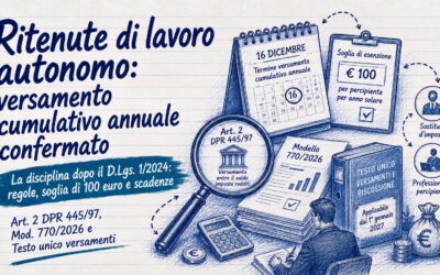 Come funziona il versamento Ritenute lavoro autonomo cumulativo annuale