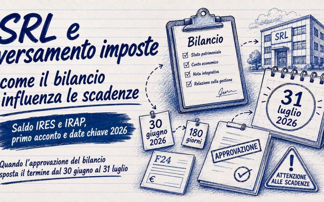 Scadenza versamento imposte SRL: quando il bilancio sposta i termini