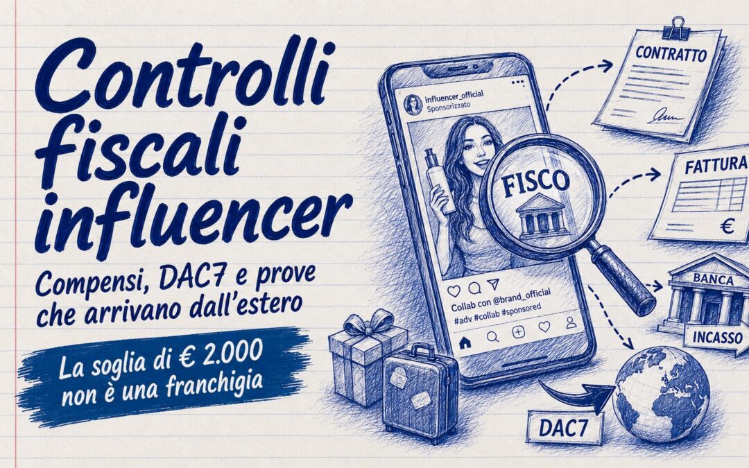 Controlli fiscali influencer: compensi, DAC7 e prove che arrivano dall’estero