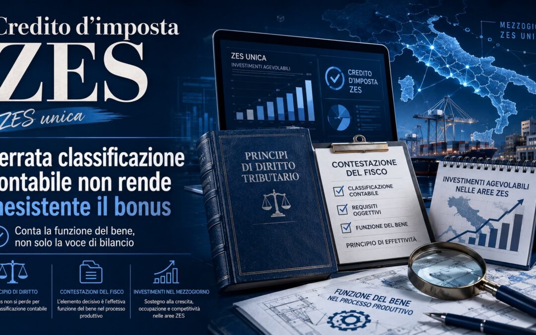 Credito d’imposta ZES: l’errata classificazione contabile non rende inesistente il bonus