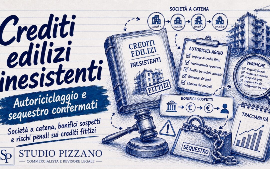 Crediti edilizi inesistenti: autoriciclaggio e sequestro confermati