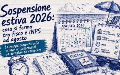 Studio Sabatino Pizzano 5 Sospensione estiva 2026: cosa si ferma tra fisco e INPS ad agosto