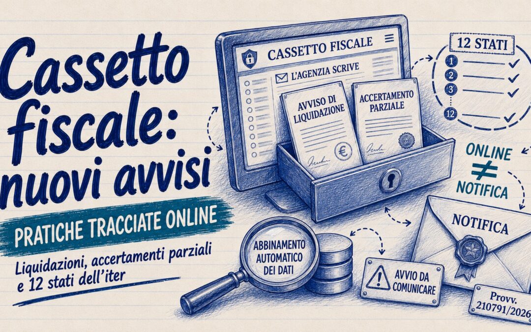 Nuovo cassetto fiscale: avvisi di accertamento parziale e liquidazione online