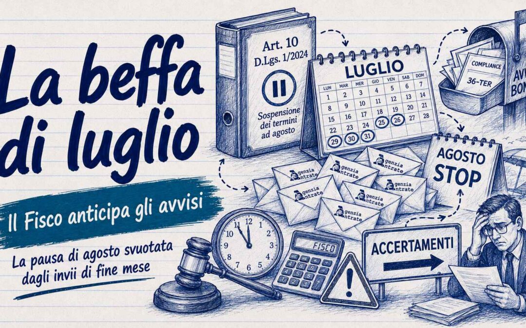 Tregua estiva e sospensione feriale, ma a luglio il Fisco accelera