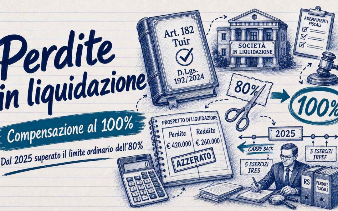 Utilizzo perdite pregresse società in liquidazione: compensazione piena