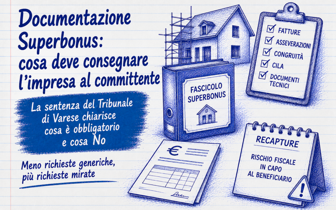 Documentazione Superbonus: l’impresa non deve consegnare tutto