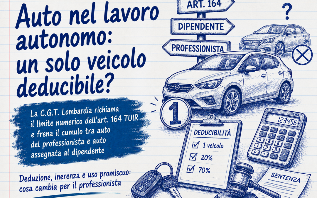 Deducibilità auto professionista: il limite può bloccare il cumulo