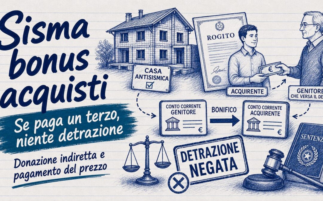 Sisma bonus acquisti: niente detrazione se paga un terzo con donazione