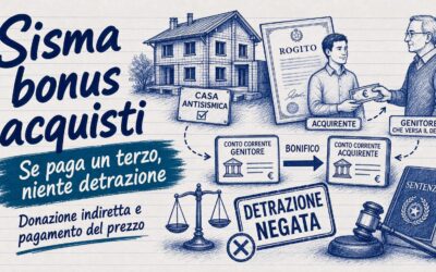 Sisma bonus acquisti: niente detrazione se paga un terzo con donazione