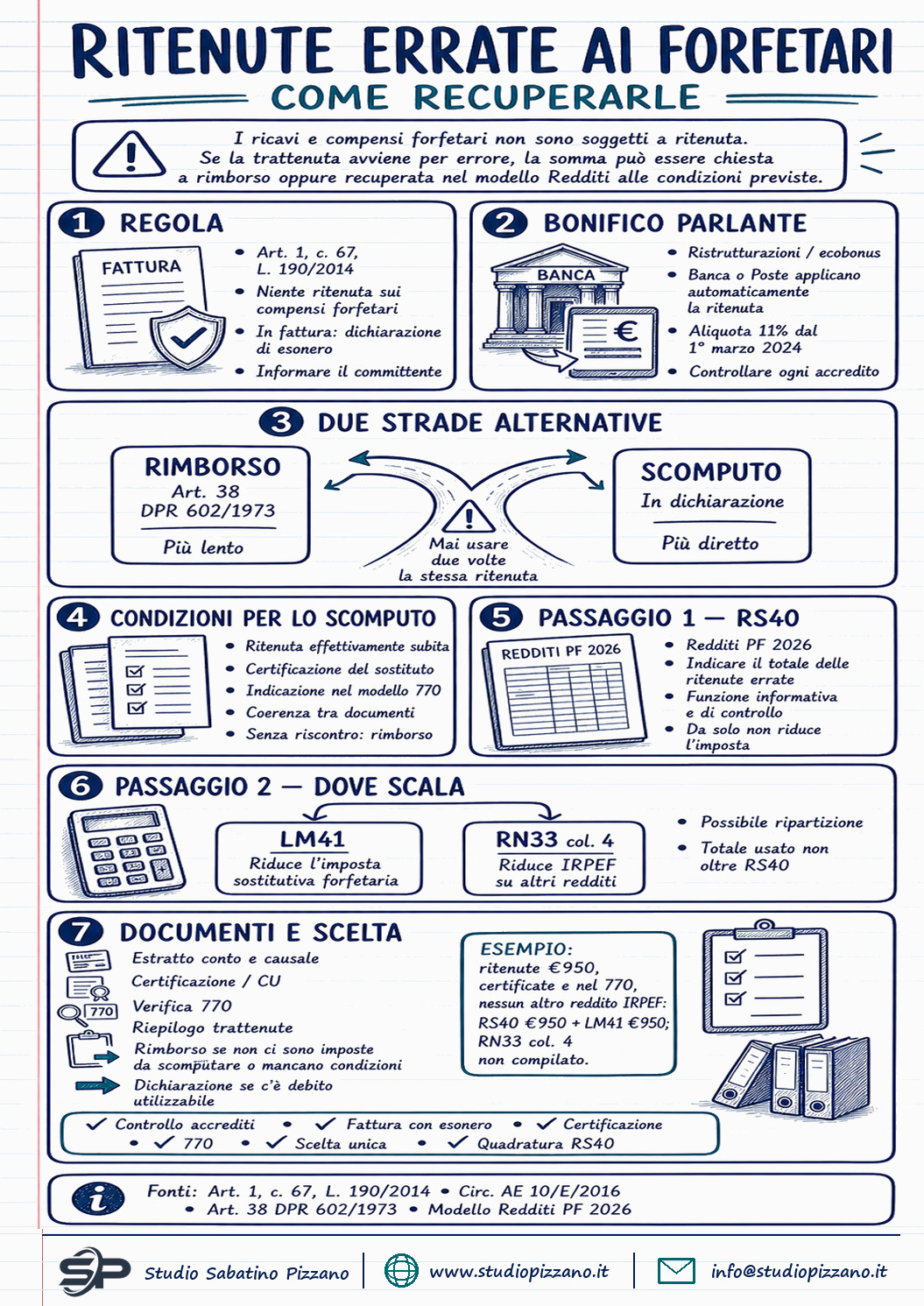 Ritenute subite per errore dai forfetari: rimborso o recupero in dichiarazione 1 Ritenute subite per errore dai forfetari: rimborso o recupero in dichiarazione - infografica