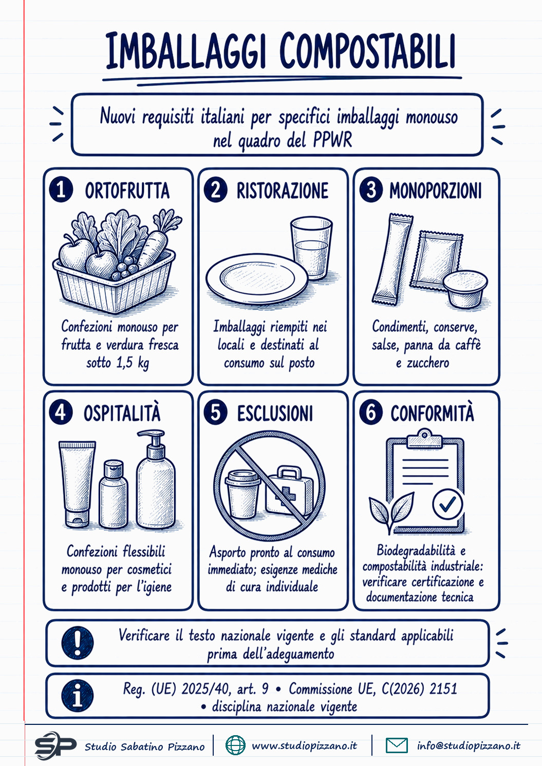 Imballaggi compostabili obbligatori: le regole per ortofrutta e ristorazione 1 Imballaggi compostabili obbligatori: le regole per ortofrutta e ristorazione - infografica