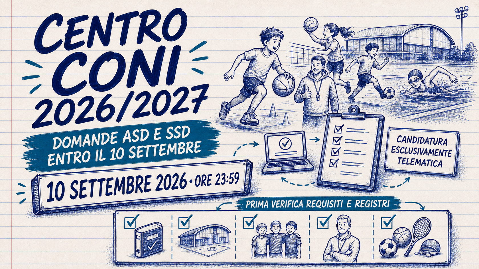Centro CONI: domande di adesione ASD e SSD entro il 10 settembre 2026