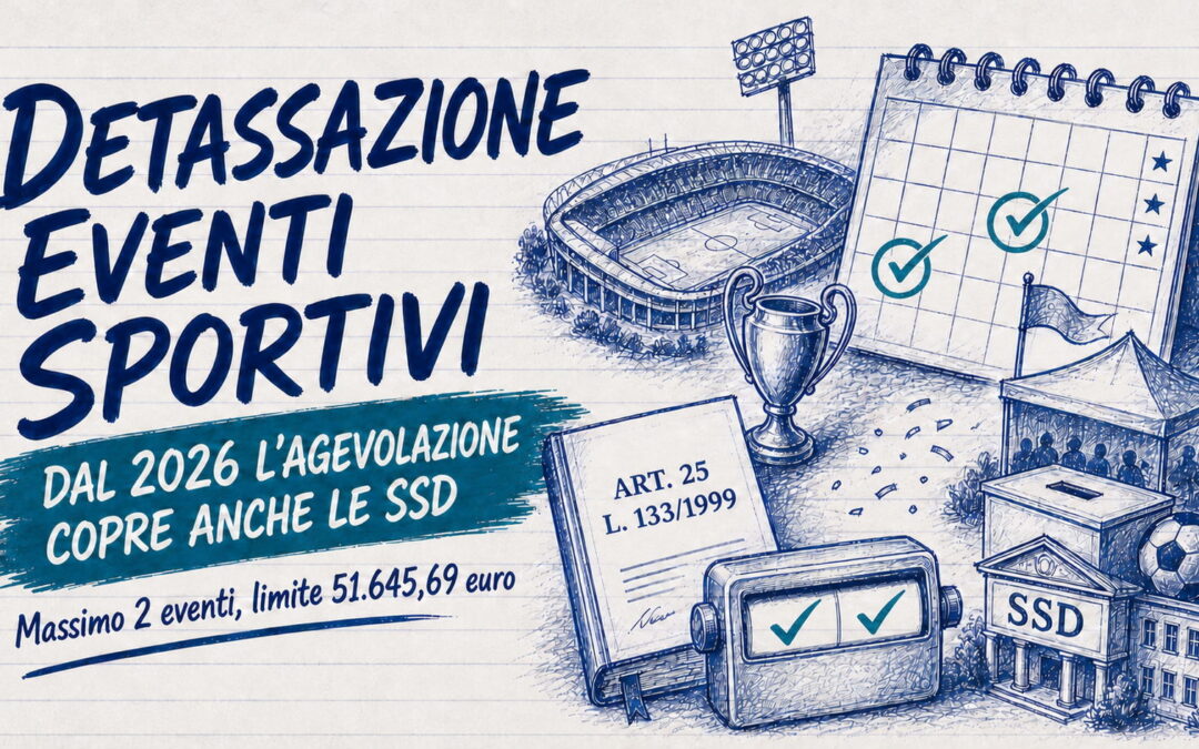 Detassazione eventi sportivi: dal 2026 l’agevolazione copre anche le SSD