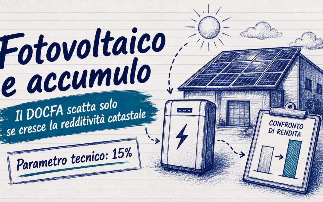 Fotovoltaico e accumulo: il DOCFA scatta solo se cresce la rendita catastale