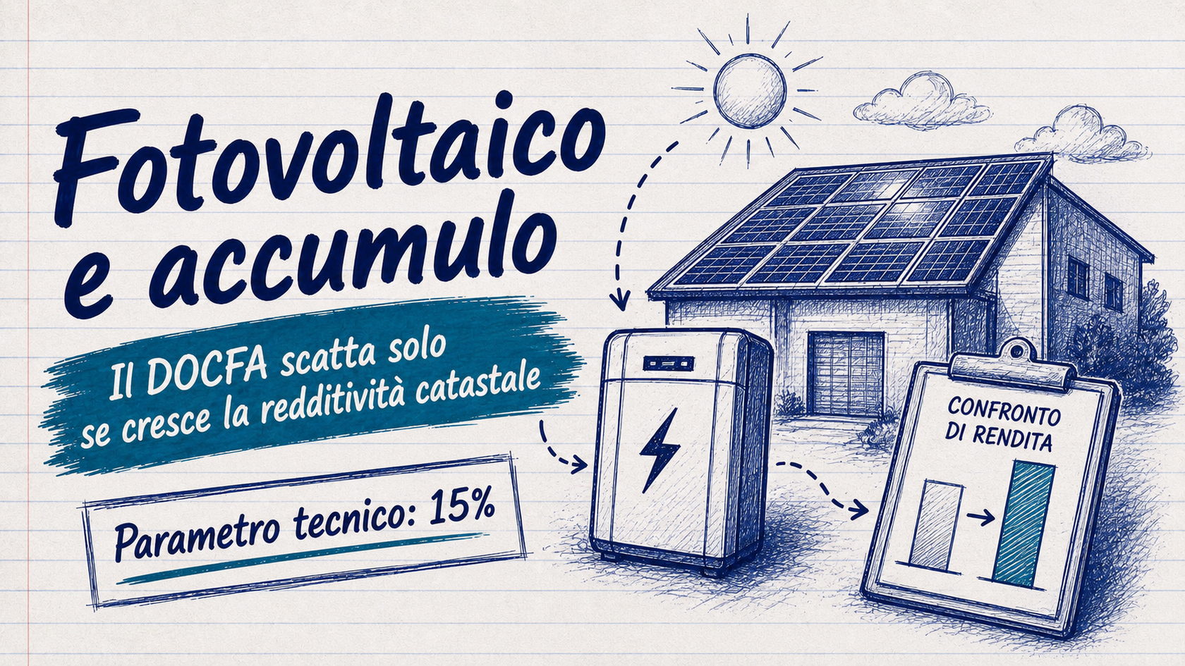 Fotovoltaico e accumulo: il DOCFA scatta solo se cresce la rendita catastale