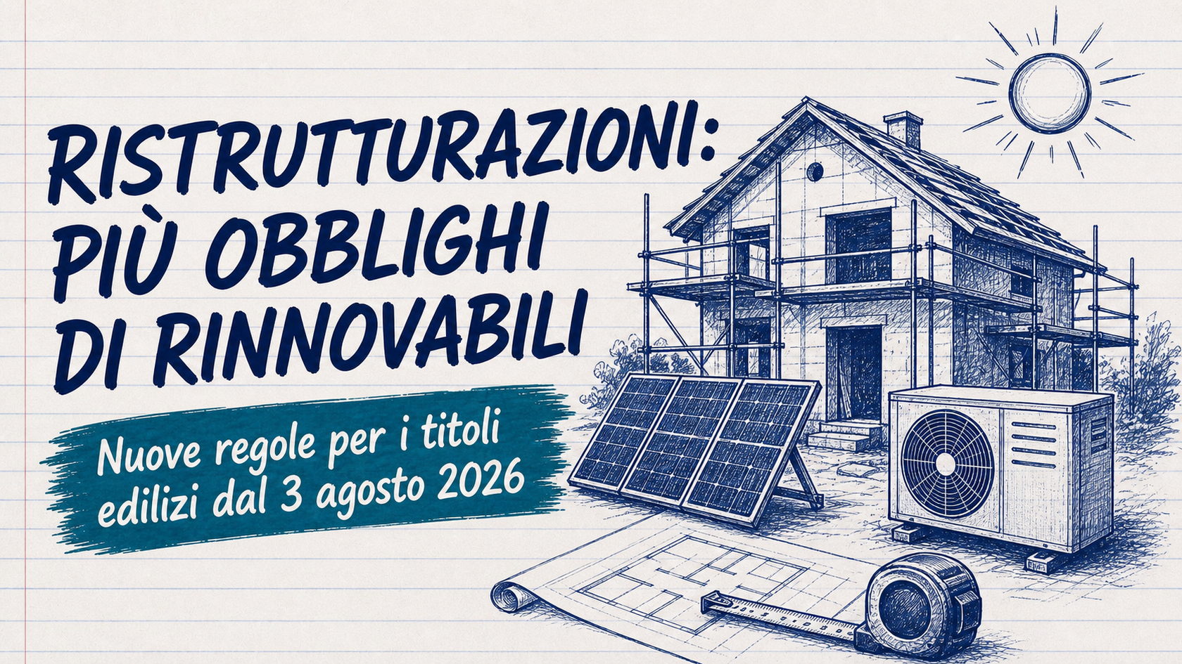 Obbligo di rinnovabili nelle ristrutturazioni edilizie: le regole in vigore dal 3 agosto 2026