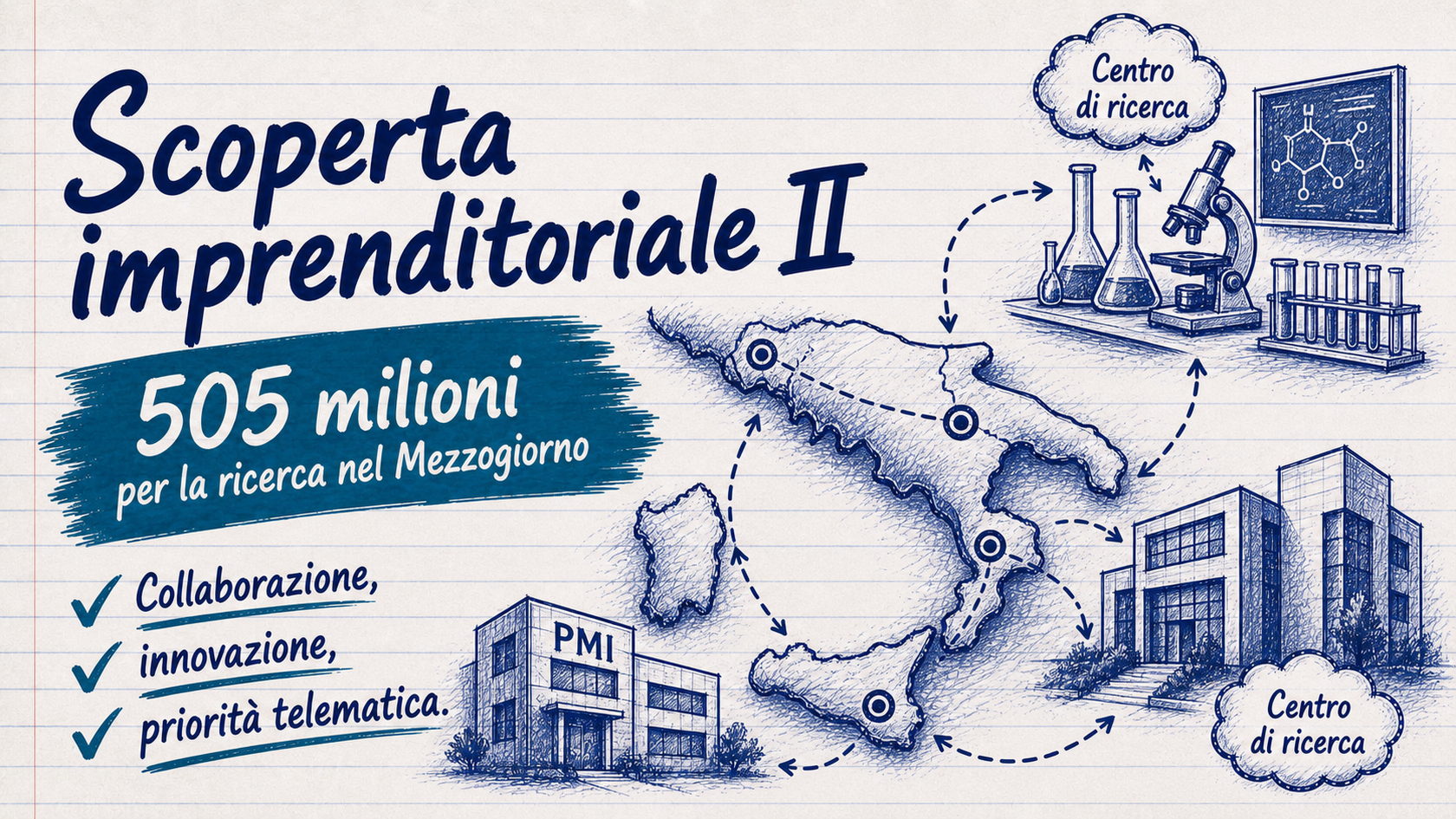 Scoperta imprenditoriale II: 505 milioni per la ricerca industriale nel Mezzogiorno